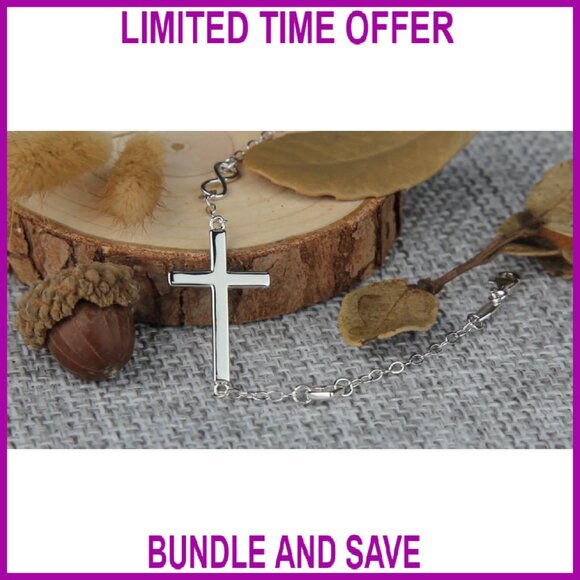 Sterling Silver Cross Infinity Heart Bracelet, 21.5cm, Religious Jewelry Gift - Picture 8 of 8